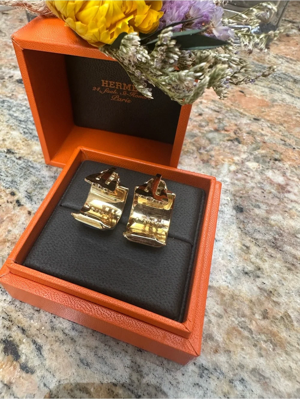Hermes serpent and pearl clip on earrings